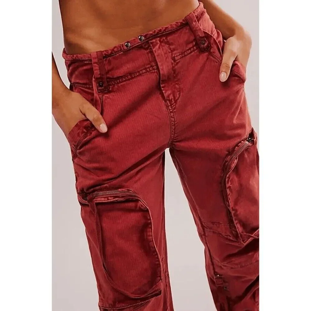 Free People Can't Compare Slouch Pants Cargo Zipper Pockets Jasper M Imperfect